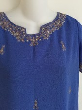 Women's Girls Lavendar Embroidered Kurta Pant Set Lined Salwar Suit S-M