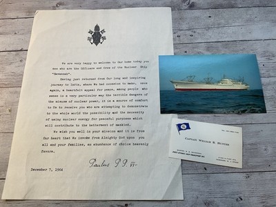 ORIGINAL 1964 ATOMIC NUCLEAR SHIP N.S. SAVANNAH POPE PAUL VI LETTER ETC