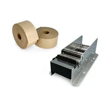 Dispenser with 2 Rolls of Reinforced Water-Activated Kraft Gummed Tape, Water...