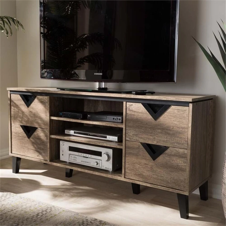 Baxton Studio Beacon 55" Soporte de TV Madera en Roble Envejecido Foto 2 de 4