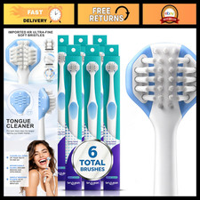 3 Sided Toothbrush for Adults - Triple Head 360 Soft Bristle Manual for Sensitiv