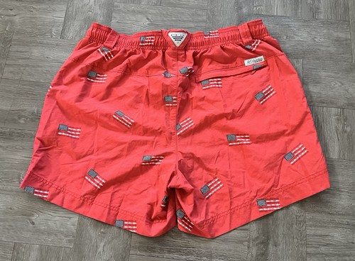 Columbia Sportswear Boy’s PFG Size 5 Swim Shorts Trunks Red USA Flag Print Tie - Picture 12 of 13