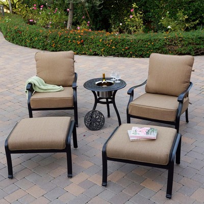 Capri 5 Pc Cast Aluminum Seating Set 24 Inch Series 60 Ice Bucket End Table & &