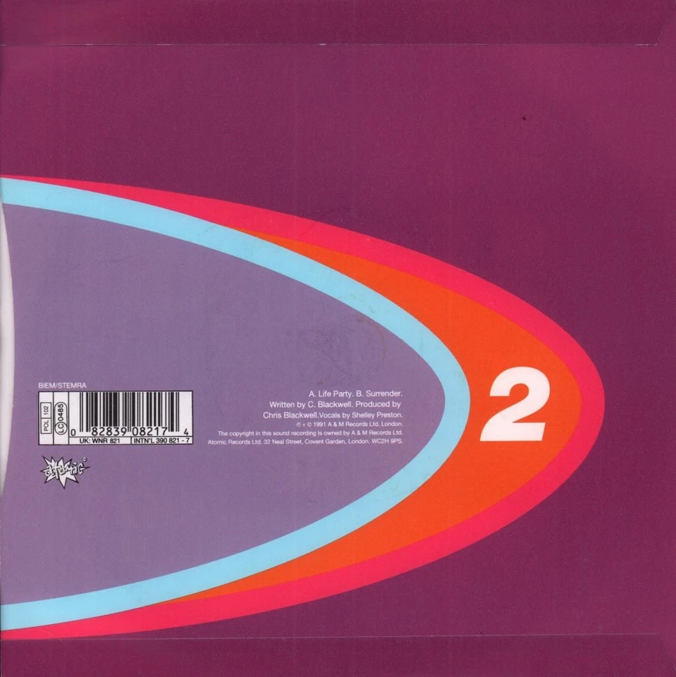 2 Deep Life Party 7" vinyl UK A&m 1991 pic sleeve WNR821 - Image 2 of 3