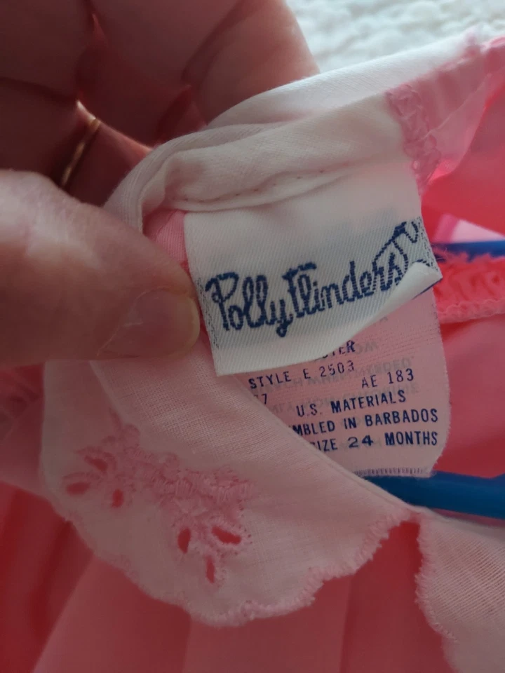 Polly Flinders dress size 24 mon long sleeve Smocked pink Cotton blend big bow Foto 4 de 4