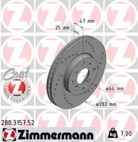 2X Zimmermann Bremsscheibe Sport Z 280.3157.52 FüR Honda Accord CK 6 CG CH CF CL