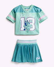 Bluey Girls 2pc Outfit Set Short Sleeve Tee Skirt Green 4T NWT