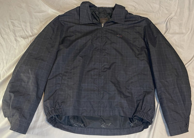 Greg Norman Tasso Elba Jacket Mens Large Gray Check Golf 1/4 Zip Lined Pullover