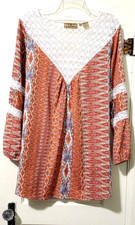 FLASH SALE!! Womens R Cinco Ranch BOHO Western Sheath Tunic Dress Medium Orange