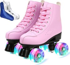 Roller Skates Women Men Cozy PU Leather High-top Roller Skates Beginner
