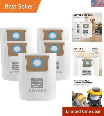 Tear Resistant 5 Pack Disposable Vacuum Collection Bags for Shop Vac & More