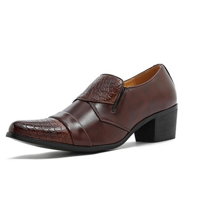 Men's Block Heels Slip-on Oxford Shoes Chunky Heels Retro Dress Prom Derby Shoes