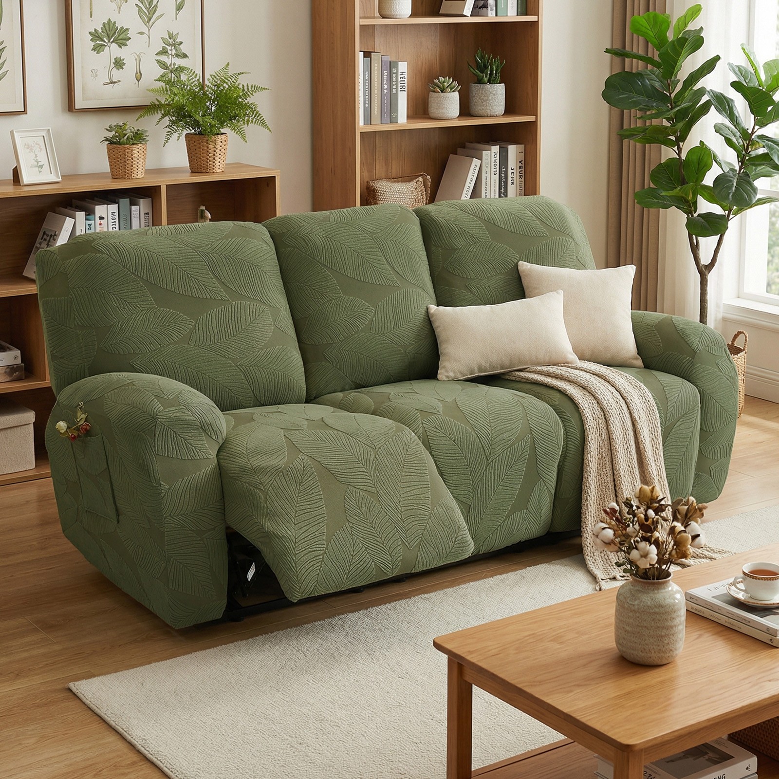 1/2/3 Seater Recliner Sofa Cover Stretch Non-Slip Couch Protector With Armrest