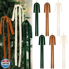 Janinka 6 Pcs Velvet Christmas Swag Bow 23.5x15.5 Inch Rustic Large Velvet Ch