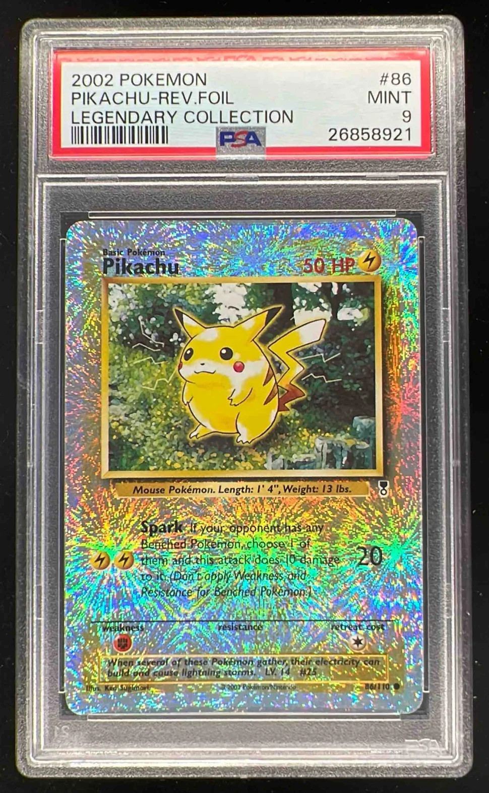 2002 Pokemon Legendary Collection Reverse Holo #86/110 Pikachu PSA 9