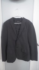 Calvin Klein Mens Two Button Pinstriped Blazer Jacket Gray Large