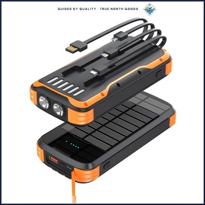 40000mAh Solar Charger with Dual Flashlight and Waterproof Design for Camping