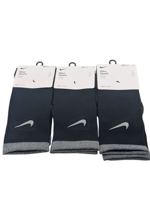 #ad 3 Pair Nike Spark Dri Fit Cushioned Running Crew Socks Black Mens Size 8 9.5 $28.49