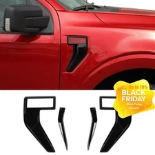2pcs Exterior Body Fender Side Air Vent Cover Trim For Ford F150 2021-2023 Black