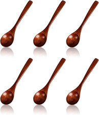 6 Pcs Wooden Spoon Set, Honey Spoon Natural, Handmade Wooden Teaspoons, Eco-Frie