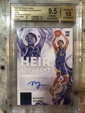 2021-22 moses moody court kings heir apparent auto beckett 9.5 auto 10