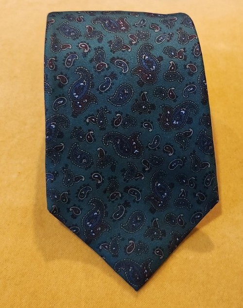 Vtg 80's Men's Christian Dior 100% Silk Green Paisley Print