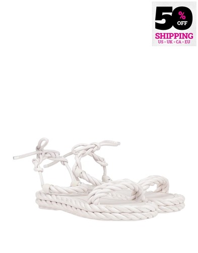 UVP690€ VALENTINO GARAVANI Leder Ankle Wrap Sandalen US7 UK4 EU37 Twisted