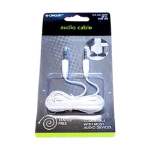 E-Circuit White Flatwire Audio Cable 3.5 mm Jack 48" (Male-Male)