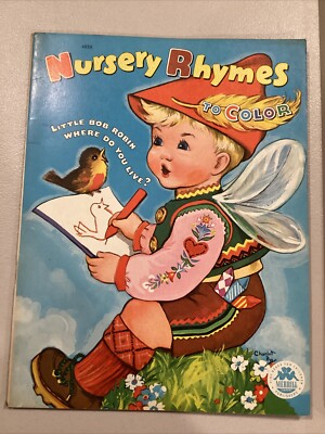 1959 Unused Nursery Rhymes To Color Merrill Co Publishers Coloring Book