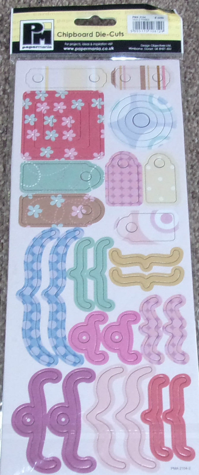 DoCrafts Papermania CHIPBOARD die cuts TAGS & FRAMES x 2 PMA2104 #4489 Acid Free