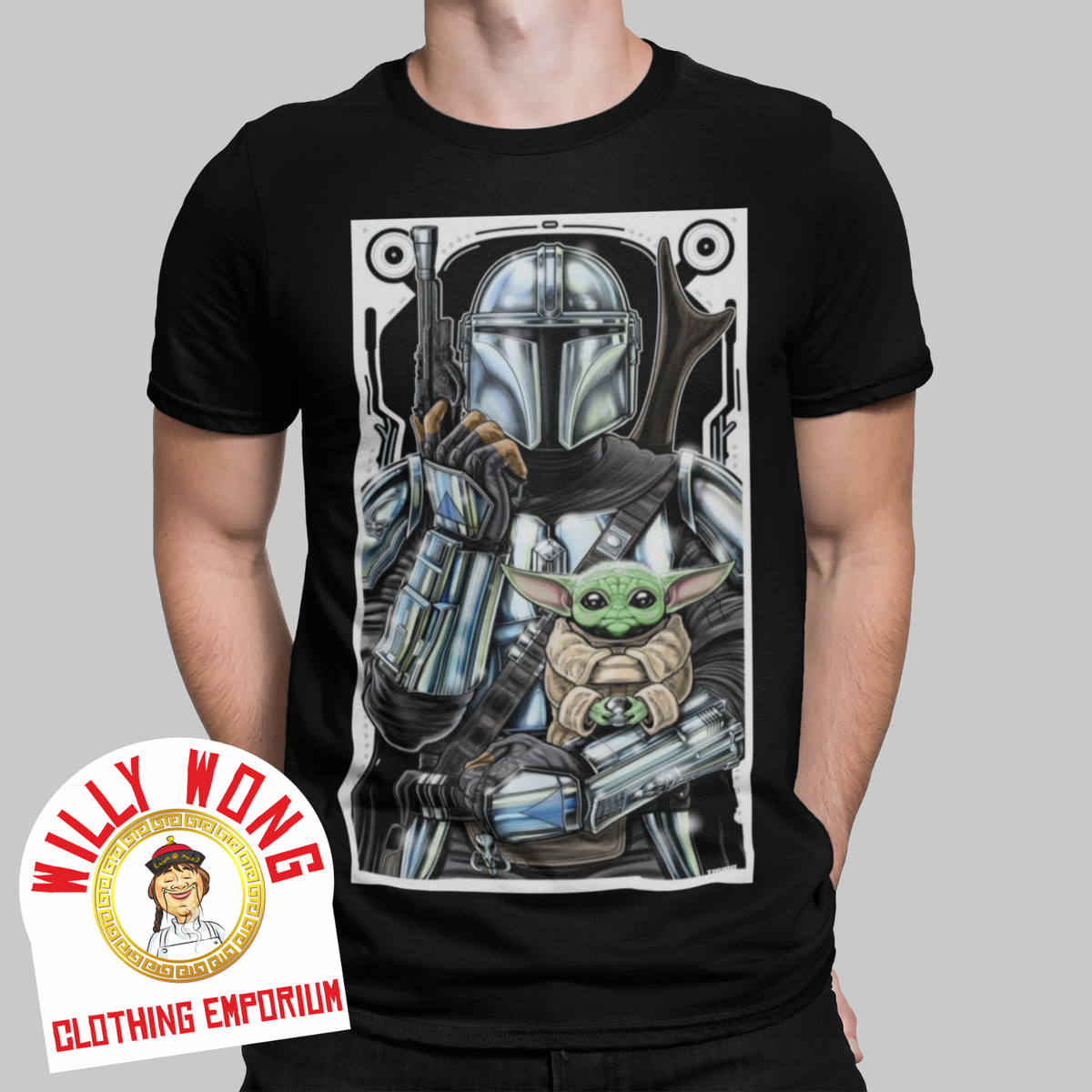 Mandalorian T-Shirt Grogu Baby Yoda retro cartoon movie tee Boys Girls kids