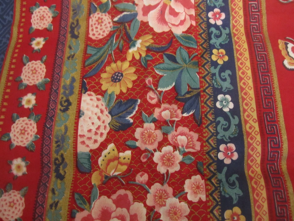 Cotton Fabric CONCORD FABRICS Multicolored FLORAL STRIPE BY JOAN KESSLER BTYx44 - Image 3 of 4