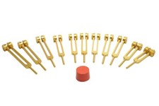 NEW GOLD 11 Pc Set Planetary Tuning forks Weighted Tuners FREE Activator Pouch