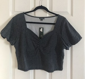 WILD FABLE Short sleeve black Crop top with White Polka dots NWT Size XXL | eBay