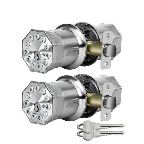 Keyless Entry Door Knob,Smart Knob Unlock by Passcode,Exterior Door ...