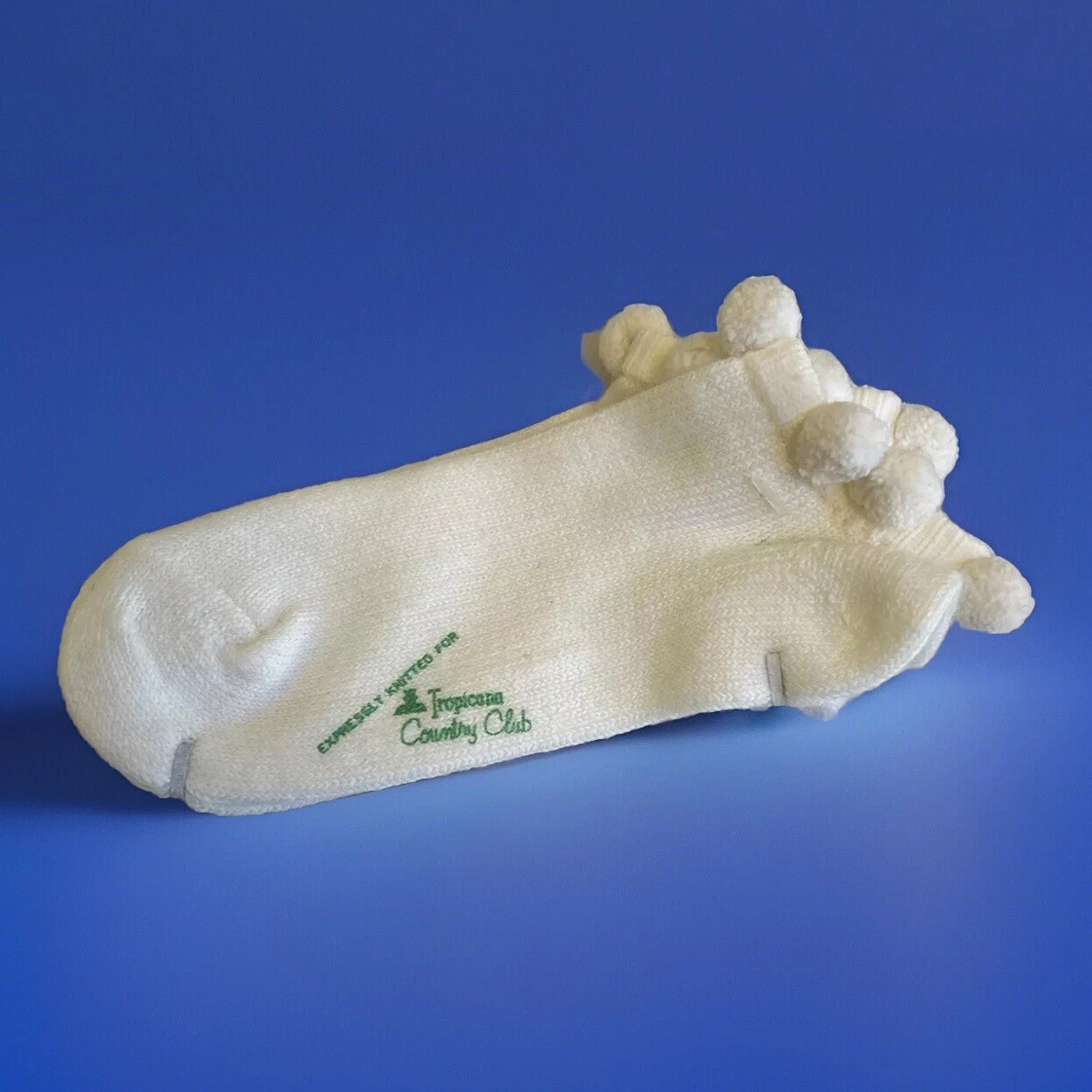 VTG White Socks Low Ankle 9-11 Ankle Pom Edwards Tropicana Country Club 90s.