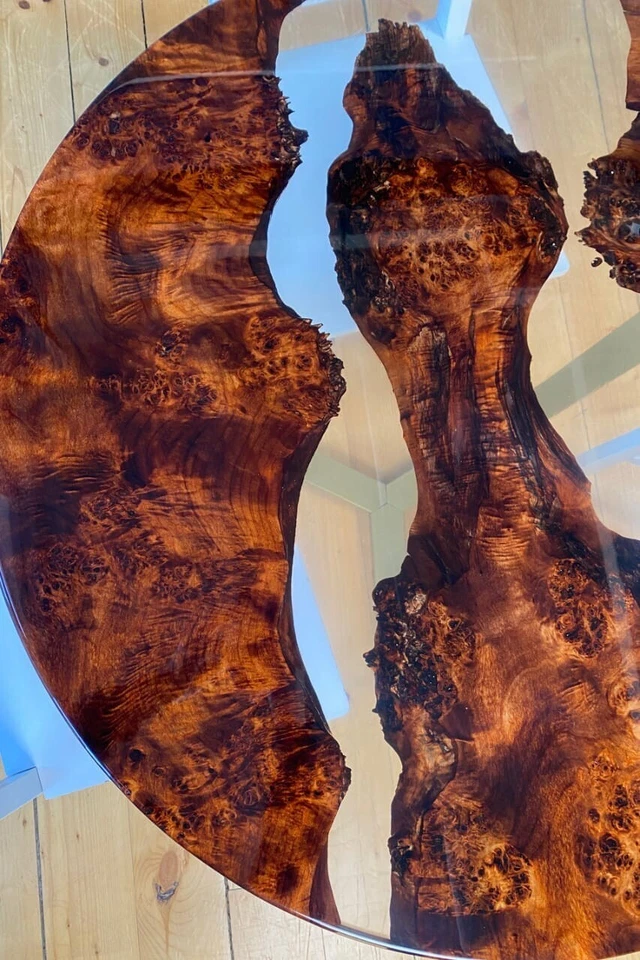 Clear Resin River Wood Table | Poplar Slab & Crystal Epoxy | Custom Sizes Availa - Image 2 of 4