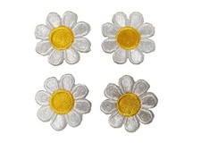 2987SW Lot 4Pcs 1" White Yellow Daisy Flower Embroidery Iron On Applique Patch