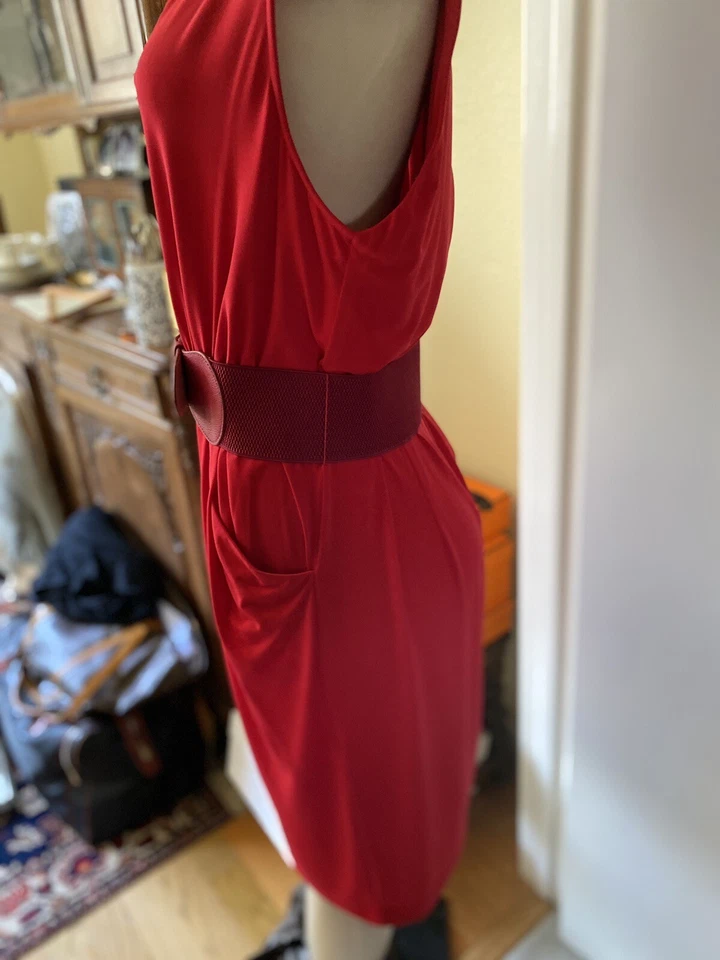 Donna Karen Size10 vintage Jersey dress.Original Donna Karen Suede Belt Included — 第 3/4 张图片