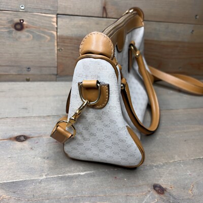 Vintage Gucci Beige GG Coated Canvas Leather Speedy Handbag