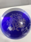 VINTAGE MURANO GLASS ZODIAC GEMINI PAPERWEIGHT COBALT BLUE 79mm