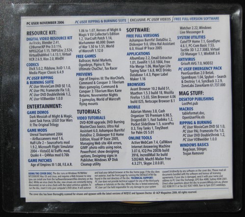 Australian PC User Magazine Nov 2006 - DVD ROM Only (software/utilities/Games) - 第 2/2 張圖片