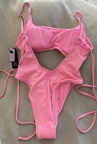 Traje de baño para mujer Wild Fable envolvente recortado extra descarado de una pieza rosa S nuevo con etiquetas - Imagen 6 de 7
