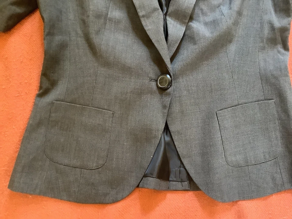 New No Tags Ladies Merona Dark Grey Smart Short Sleeve Jacket/Blazer Size 10 - Image 3 of 4