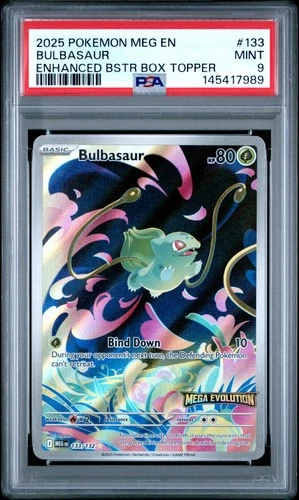 2025 POKEMON MEG EN-MEGA EVOLUTION ENHANCED BOOSTER BOX TOPPER BULBASAUR PSA 9
