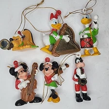 Vtg Disney Decor 2" Mickey Mouse and Friends Christmas Ornament 6 Piece Set