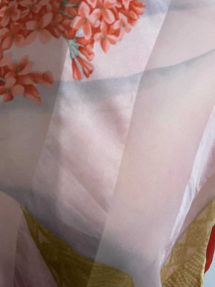 Mantón de seda multicolor floral Lanvin S50# 55/51 pulgadas hecho en Italia Foto 3 de 4