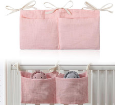 Organizer Fasciatoio per Neonati, 1 Pezzo 38X18Cm Rosa 2 Tasche per Lettino, Bor