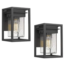 Outdoor Wall Lights 2 Pack, Black Waterproof Exterior Lighting Fixtures with ...