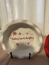 Two Ceramic Dishes One w Gingerbread Girl & Boy One "Baking Spirits Bright"